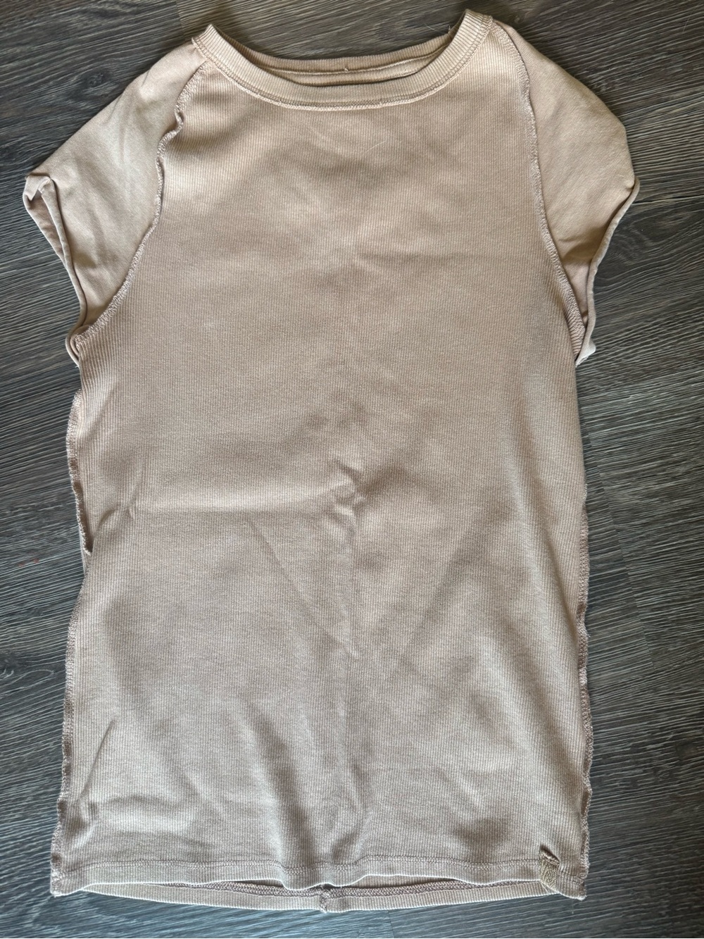 We The Free Short Sleeve Ribbed Tunic in Light Tan